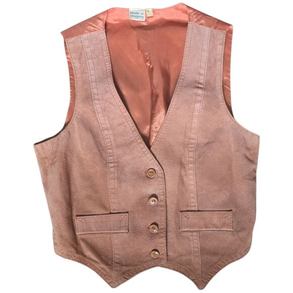 Vintage Jackets & Blazers - Vintage FRANÇOIS MOREAU Brown Suede Button Front Vest - 3